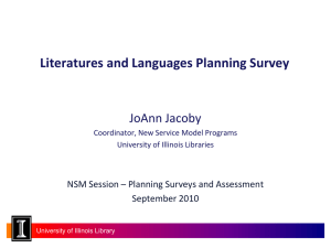 Literatures and Languages Planning Survey JoAnn Jacoby September 2010