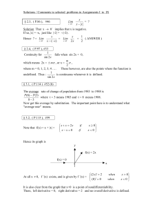 Solutions / Comments to selected  problems in Assignments I ...  =  ? −