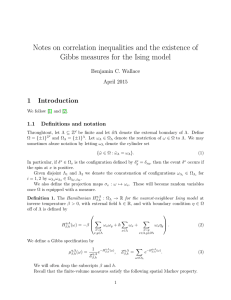 Notes on correlation inequalities and the existence of 1 Introduction