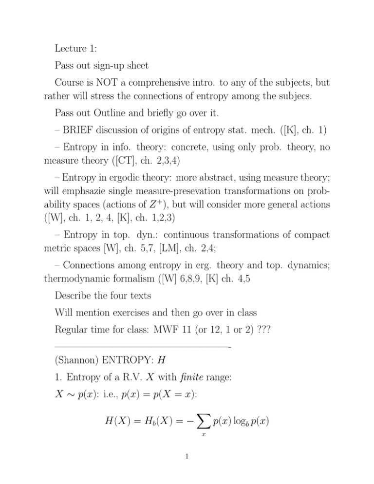 Lecture 1 Pass Out Sign up Sheet