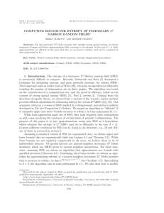 COMPUTING BOUNDS FOR ENTROPY OF STATIONARY MARKOV RANDOM FIELDS 1. Introduction. Z