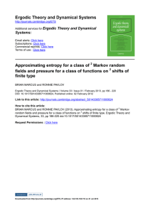 Ergodic Theory and Dynamical Systems Approximating entropy for a class of   Markov random  ﬁelds and pressure for a class of functions on 