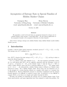 Asymptotics of Entropy Rate in Special Families of Hidden Markov Chains