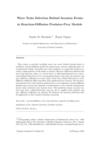 Wave Train Selection Behind Invasion Fronts in Reaction-Diffusion Predator-Prey Models