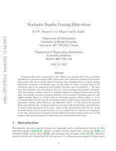 Stochastic Regular Grazing Bifurcations