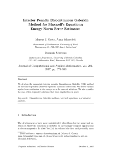 Interior Penalty Discontinuous Galerkin Method for Maxwell’s Equations: Energy Norm Error Estimates