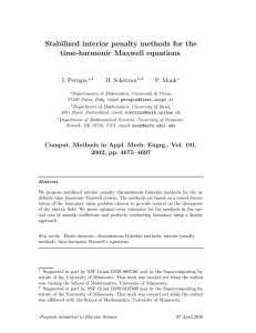 Stabilized interior penalty methods for the time-harmonic Maxwell equations I. Perugia D. Sch¨otzau