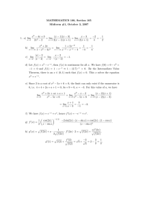 MATHEMATICS 100, Section 105 Midterm #1, October 3, 2007 −2