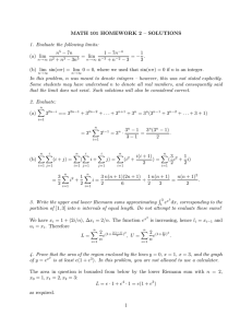MATH 101 HOMEWORK 2 – SOLUTIONS 1. Evaluate the following limits: − n