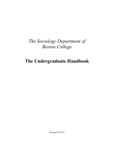 The Sociology Department of Boston College The Undergraduate Handbook