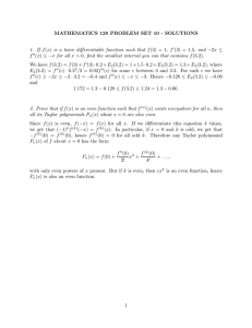 MATHEMATICS 120 PROBLEM SET 10 - SOLUTIONS − 1. If f