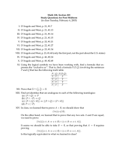 Math 220, Section 203 Study Questions for First Midterm