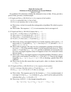 Math 220, Section 203 Solutions to Study Questions for Second Midterm