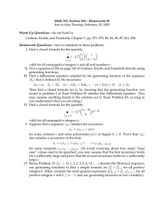 Math 331, Section 201—Homework #3 Warm-Up Questions —do not hand in