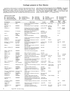 Geologic projects in  New Mexico