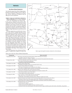 Abstracts New Mexico Mineral Symposium