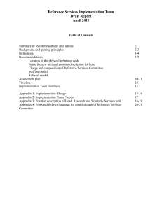 Reference Services Implementation Team Draft Report April 2011