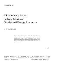 A Preliminary Report on New Mexico's Geothermal Energy Resources by W. K. SUMMERS