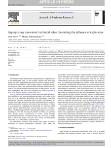 ﬂuence of exploration Appropriating innovation's technical value: Examining the in ⁎ John Meyer