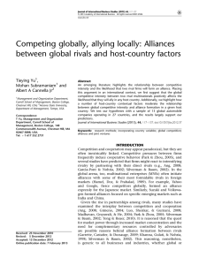 Competing globally, allying locally: Alliances between global rivals and host-country factors ,