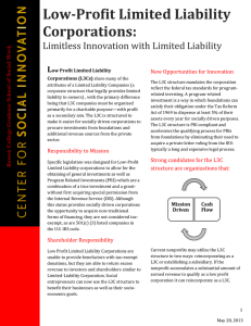 Low-Profit Limited Liability Corporations: Limitless Innovation with Limited Liability