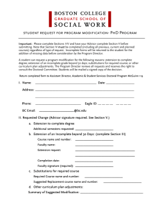 student request for program modification- PhD Program