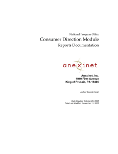 Consumer Direction Module   Reports Documentation    