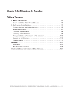 Chapter 1: Self-Direction: An Overview Table of Contents 1-1 1-2