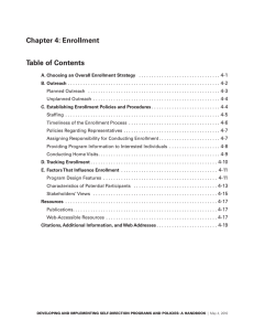 Chapter 4: Enrollment Table of Contents 4-1 4-2