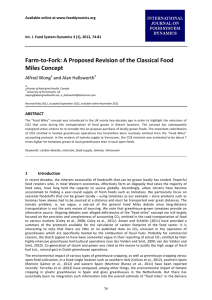 Farm-to-Fork: A Proposed Revision of the Classical Food Miles Concept Alfred Wong