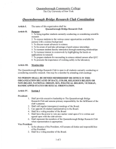 Oueensborough Bridge Research Club Constitution Queensborough Community College