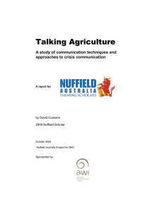 Talking Agriculture A study of communication techniques and approaches to crisis communication