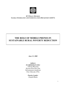 THE ROLE OF MOBILE PHONES IN SUSTAINABLE RURAL POVERTY REDUCTION ICT