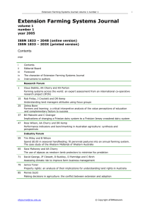 Extension Farming Systems Journal  volume 1 number 1