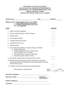 UNIVERSITY OF SOUTH ALABAMA COLLEGE OF ALLIED HEALTH PROFESSIONS Clinical Competency Checklist