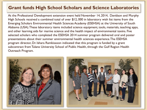 Grant funds High School Scholars and Science Laboratories