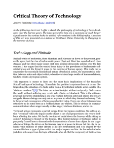 Critical Theory of Technology
