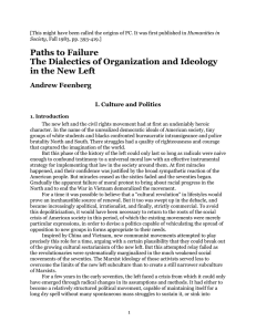 Paths to Failure The Dialectics of Organization and Ideology Andrew Feenberg