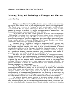 Meaning, Being, and Technology in Heidegger and Marcuse