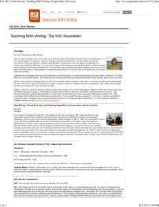 Teaching With Writing Teaching With Writing: The WIC Newsletter Fall 2012_Print Version