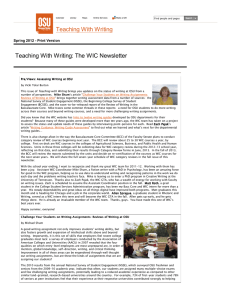 Teaching With Writing Teaching With Writing: The WIC Newsletter