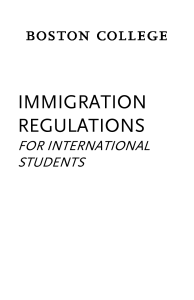 IMMIGRATION REGULATIONS  FOR INTERNATIONAL