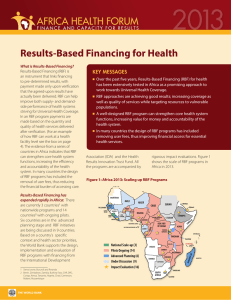 Results-Based Financing for Health KEY MESSAGES