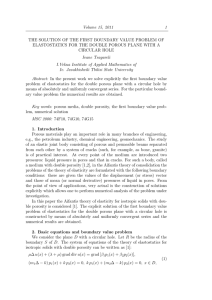 Volume 15, 2011 1 ELASTOSTATICS FOR THE DOUBLE POROUS PLANE WITH A