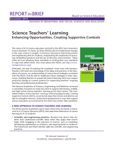 REPORT BRIEF Science Teachers’ Learning IN