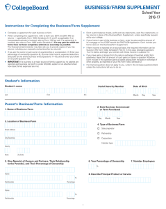 BUSINESS/FARM SUPPLEMENT School Year 2016-17 Instructions for Completing the Business/Farm Supplement