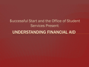 UNDERSTANDING FINANCIAL AID $uccessful Start and the Office of Student Services Present :