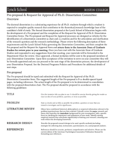 Pre-proposal &amp; Request for Approval of Ph.D. Dissertation Committee: Overview