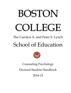 BOSTON COLLEGE School of Education The Carolyn A. and Peter S. Lynch