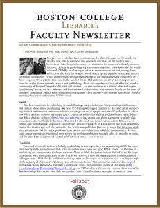 Faculty Newsletter Libraries Faculty Contribution: Scholarly Electronic Publishing